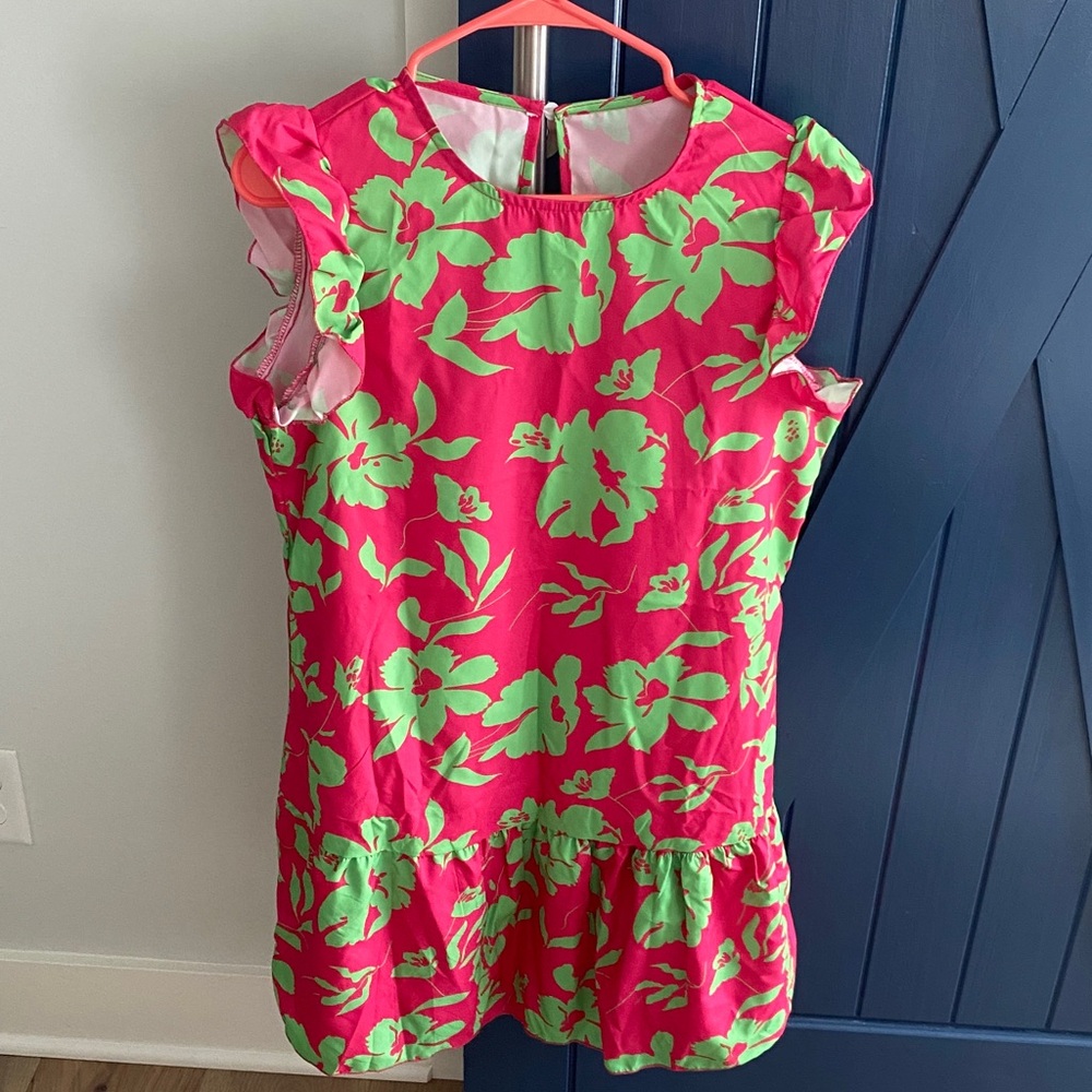 NWOT SHEIN Vibrant Pink and Green Floral Dress